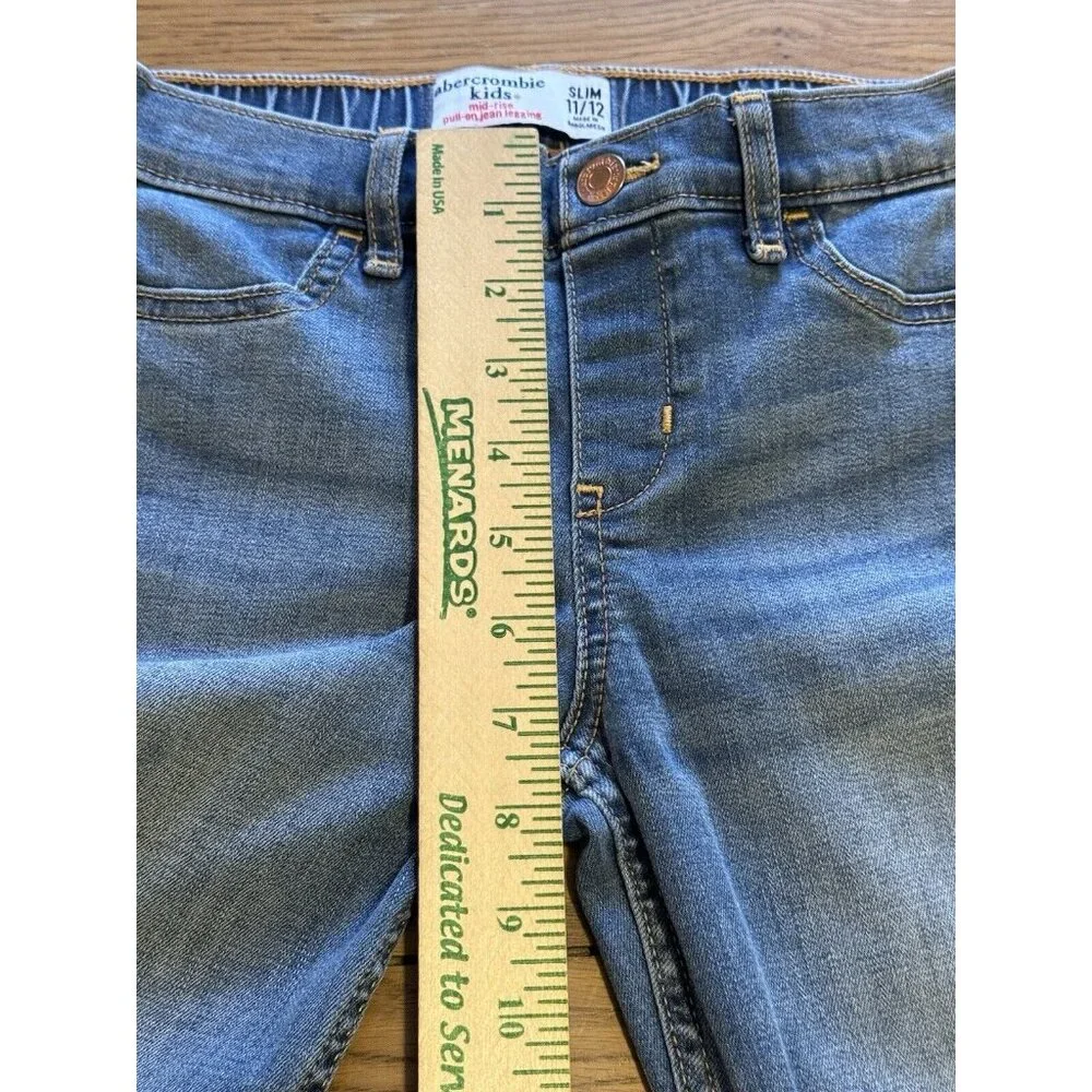 Abercrombie Kids Mid Rise Pull On‎ Jean Legging Blue Girls Size Slim 11/12 Youth